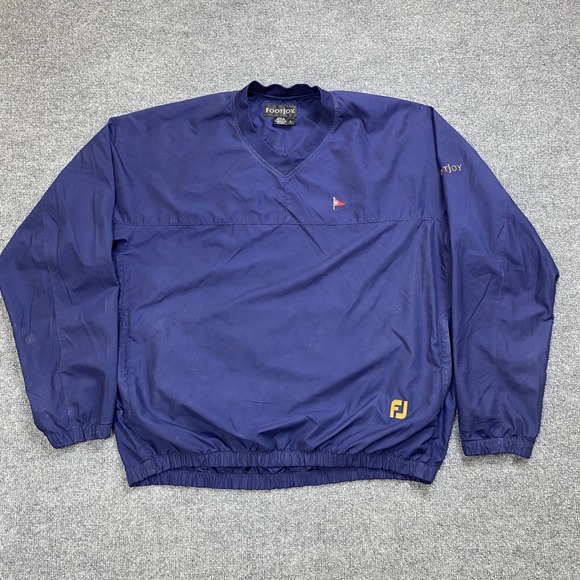 Footjoy FJ Golf Windshirt Jacket Mens L Blue V Neck Pullover Windbreaker - Picture 1 of 7